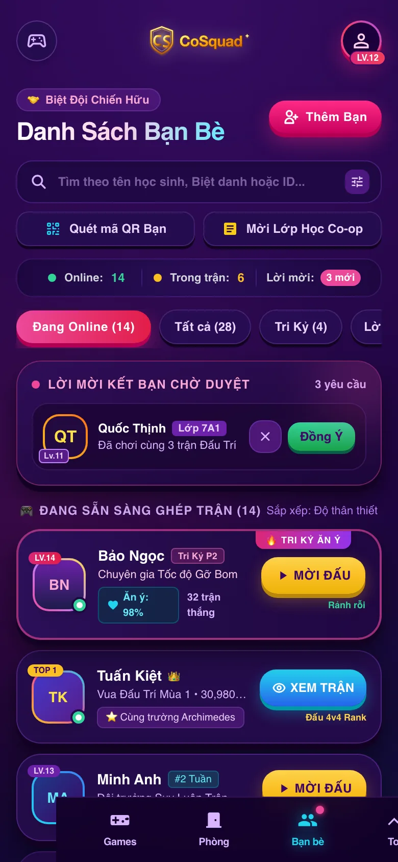 Danh sách bạn bè