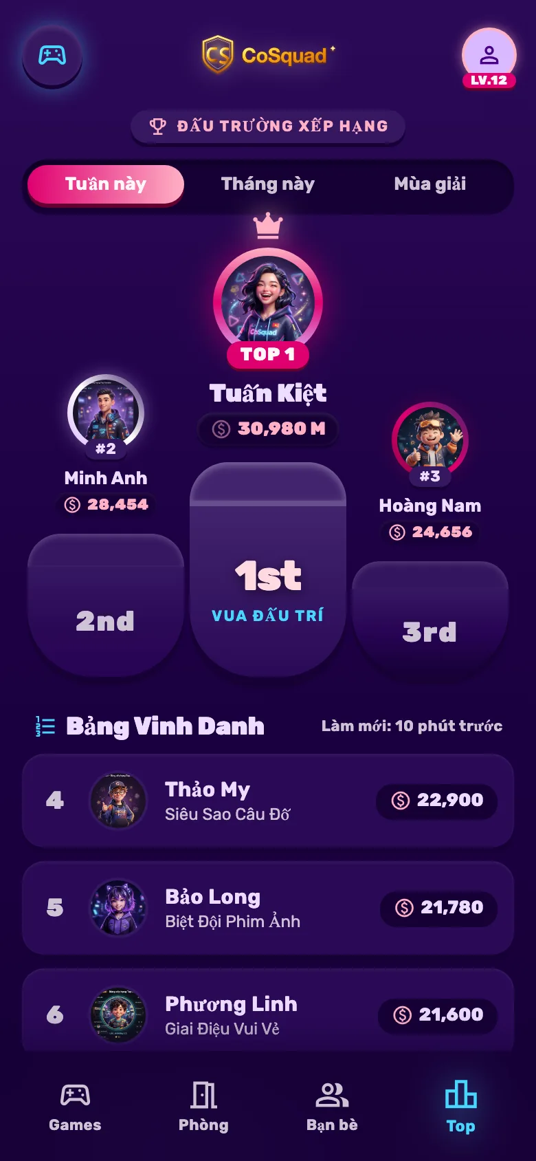 Bảng xếp hạng